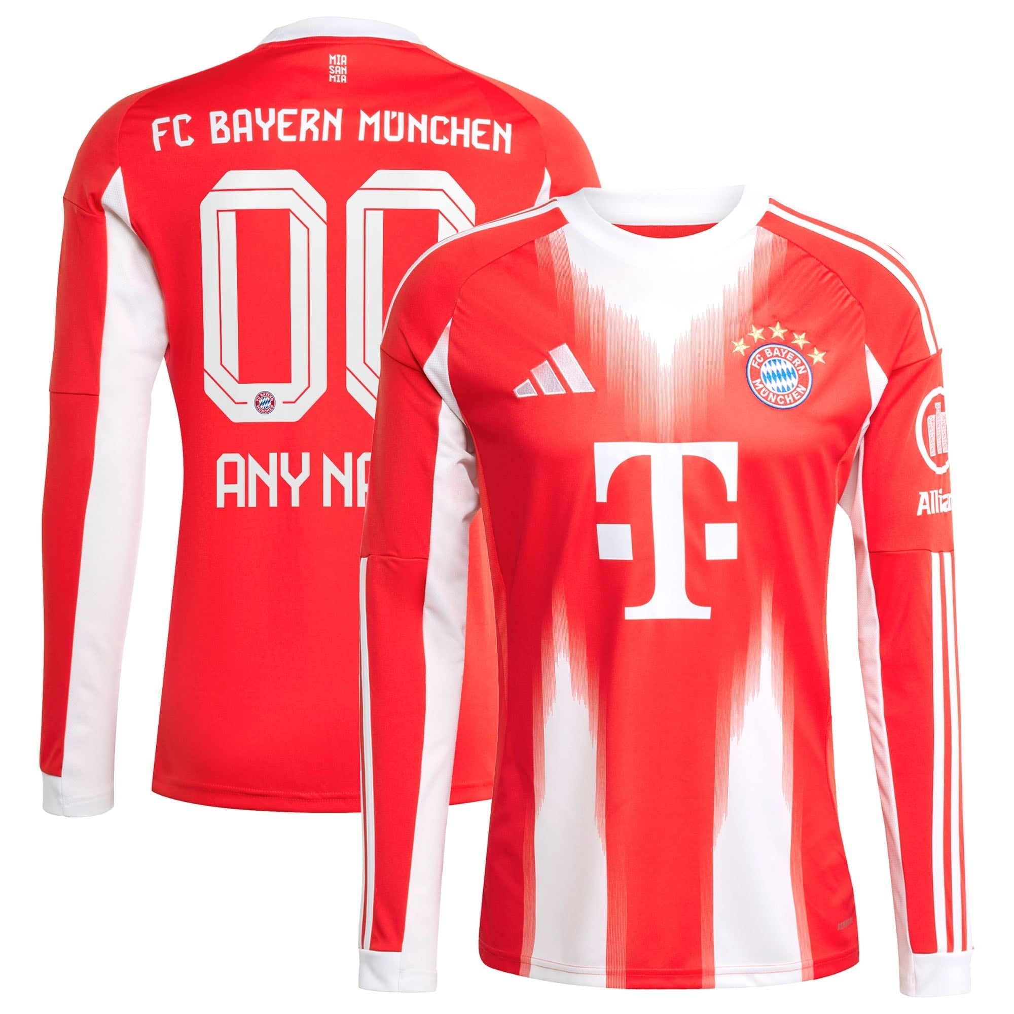 Espoor™ Bayern Munich adidas 2025/26 Home Long Sleeve Custom Jersey - Red