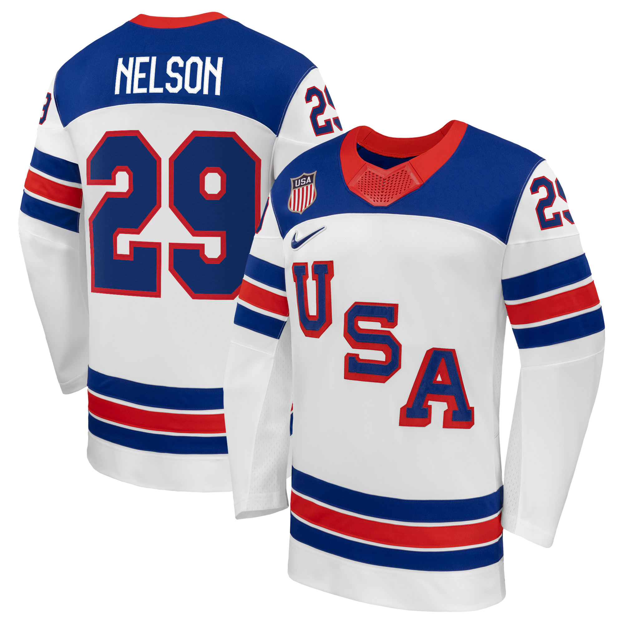Brock Nelson #29 USA Hockey 2026 Away Jersey - Nike White - Jersey Teams World