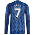 Espoor™ Bukayo Saka Arsenal adidas 2025/26 Away Long Sleeve Player Jersey - Blue