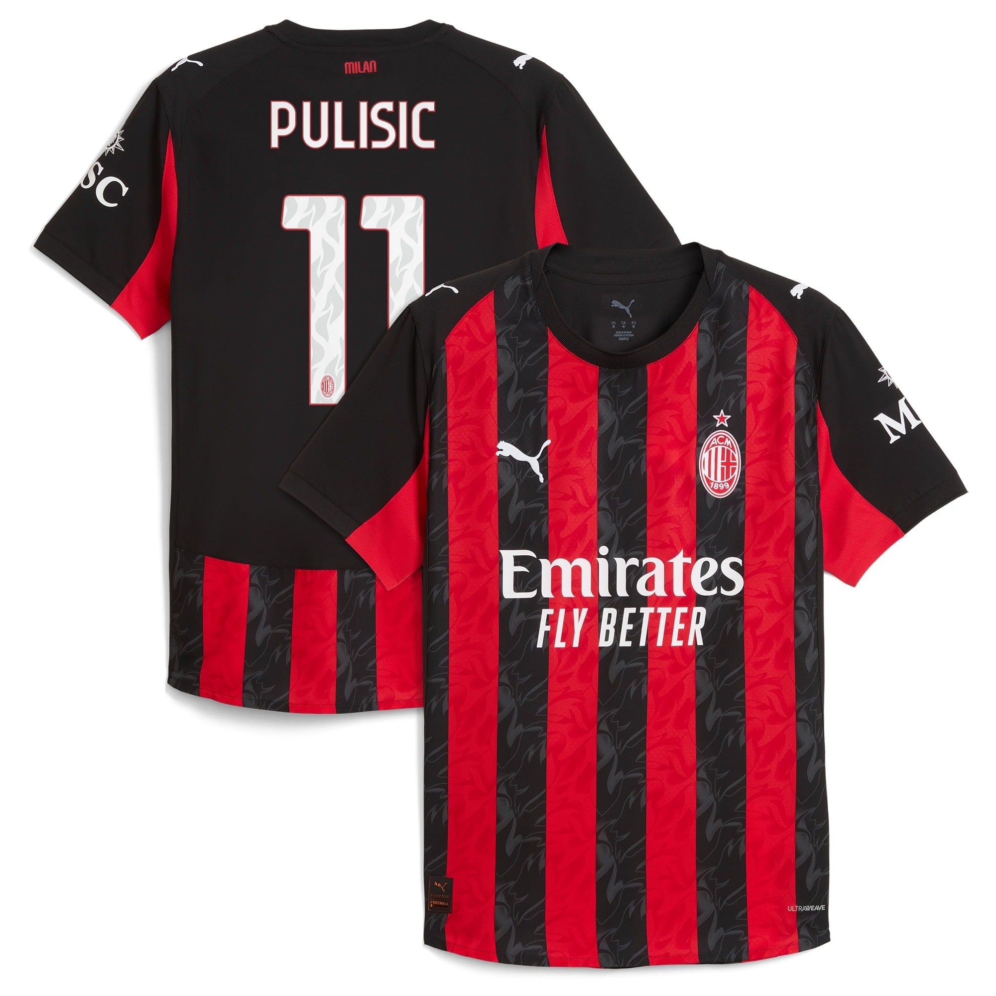 Espoor™ Christian Pulisic AC Milan Puma 2025/26 Home Player Jersey - Red