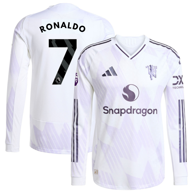 Espoor™ Cristiano Ronaldo Manchester United adidas 2025/26 Away Long Sleeve Player Jersey - White