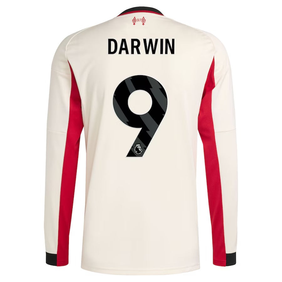 Espoor™ Darwin Núñez Liverpool adidas 2025/26 Away Long Sleeve Player Jersey - White