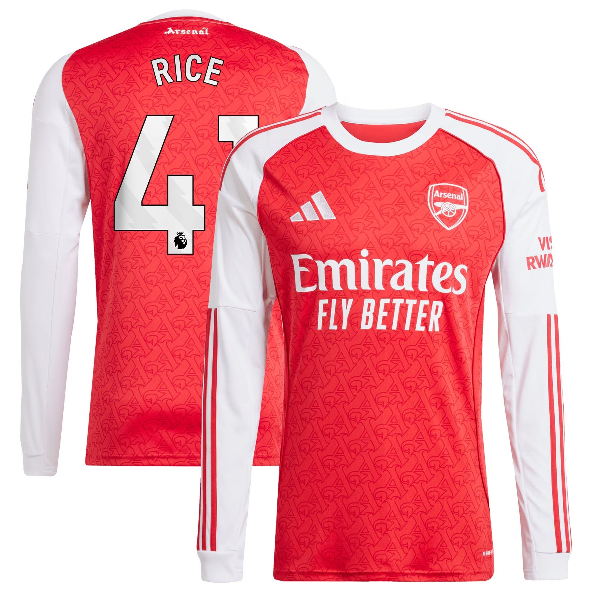 Espoor™ Declan Rice Arsenal adidas 2025/26 Home Long Sleeve Player Jersey - Red