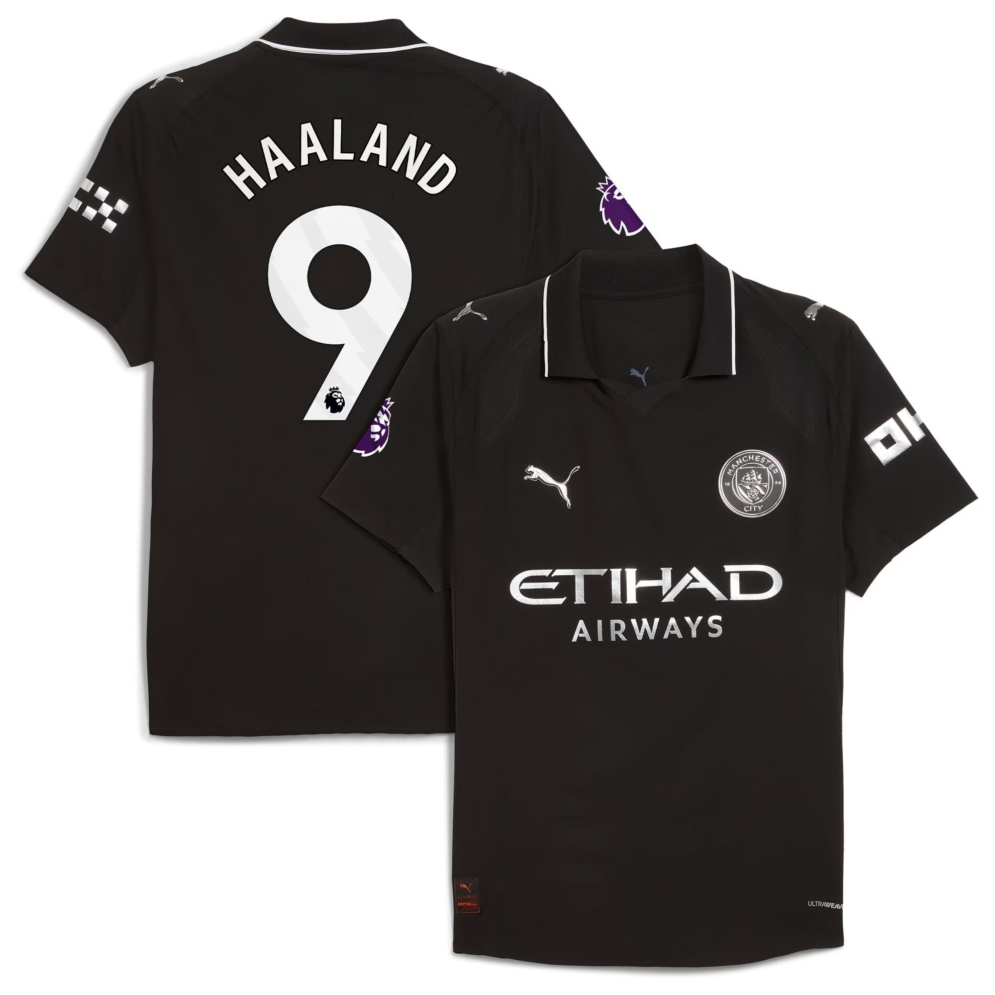Espoor™ Erling Haaland Manchester City Puma 2025/26 Away Player Jersey - Black
