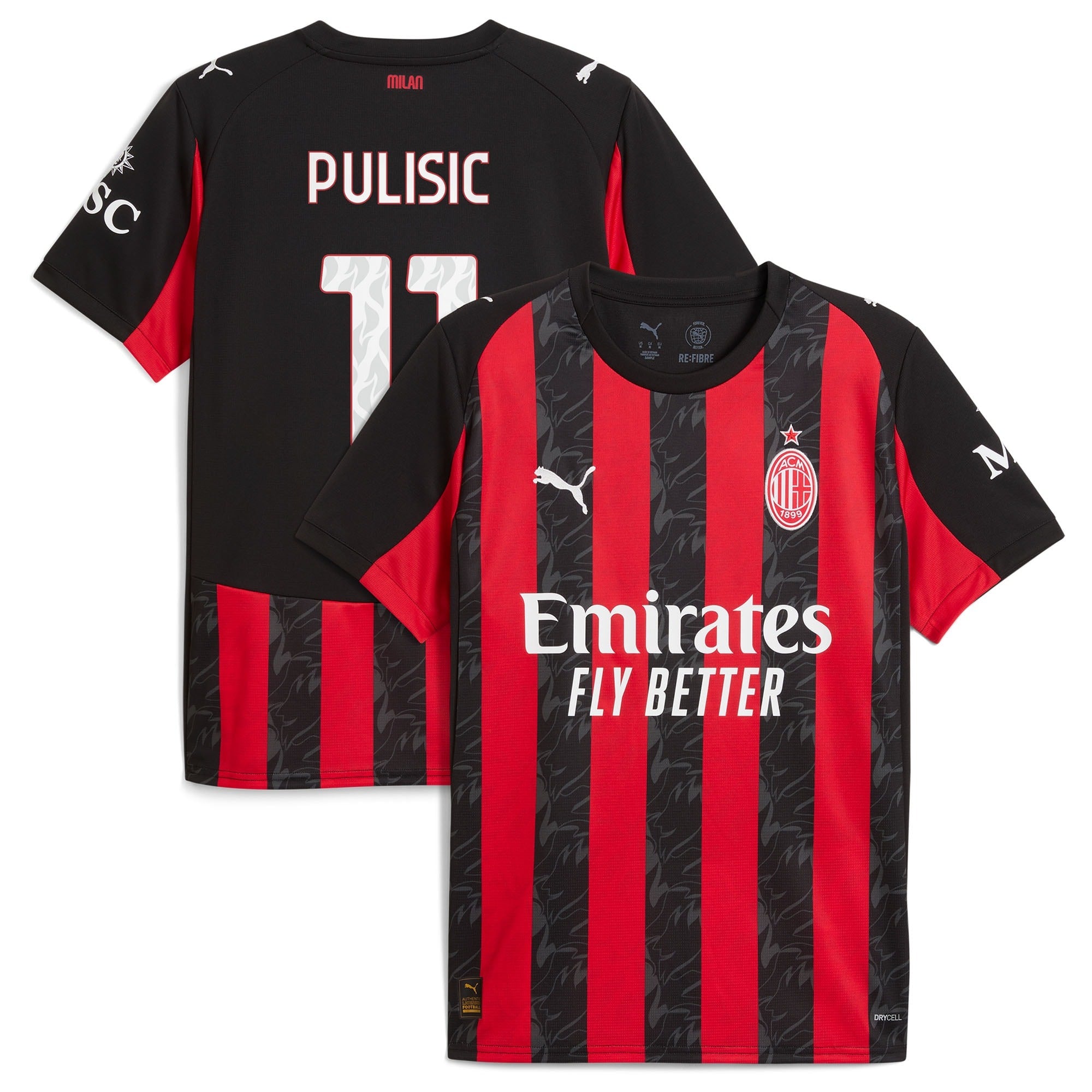 Espoor™ Milan Edition 2025/26 Home #11 Legend Fan Jersey - Red/Black ( Pulisic)