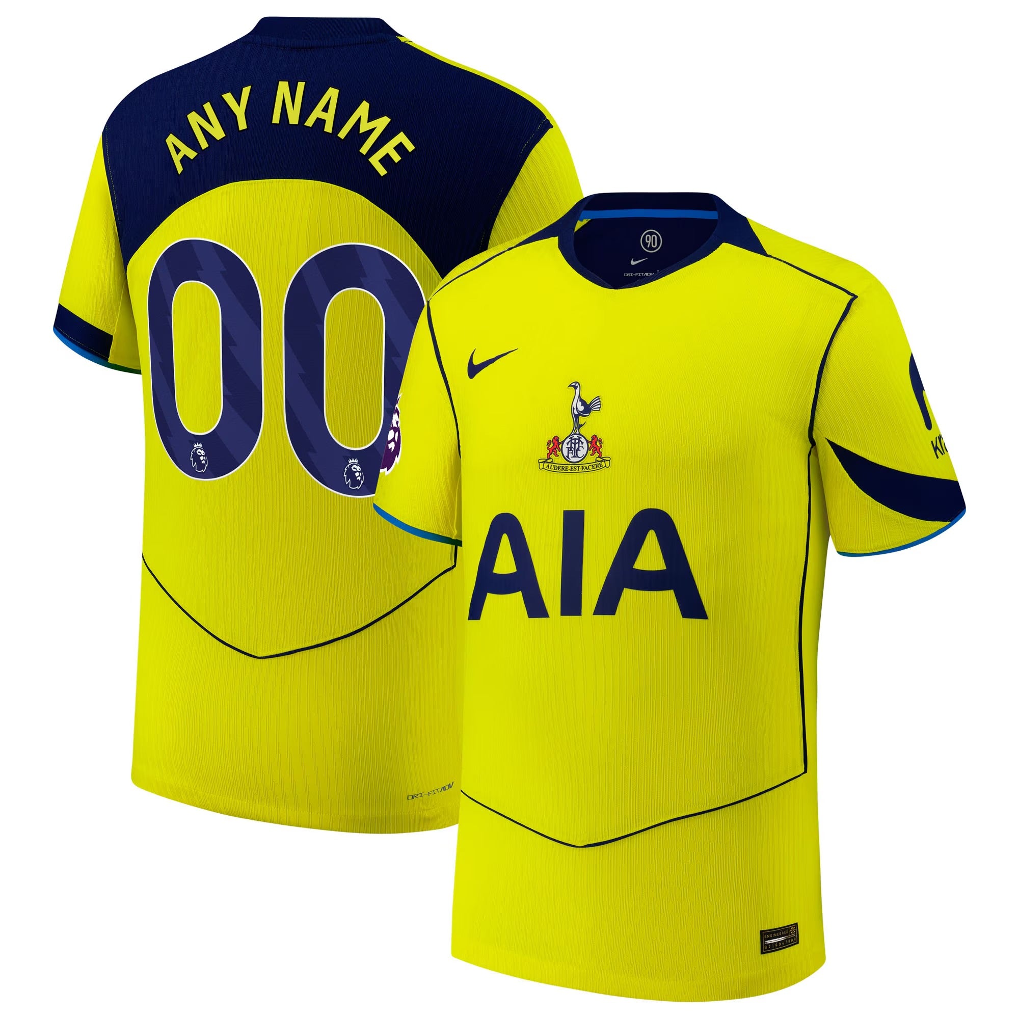 Espoor™ Tottenham Style 2025/26 Third Elite Match Custom Jersey - Yellow