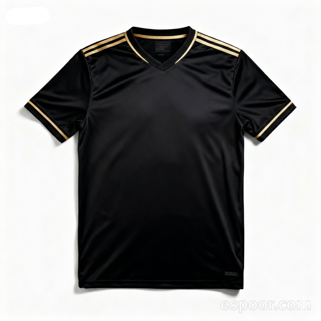 espoor™ Men's Elite Knight Soccer Jersey - Black with Gold Stripe Performance Fit