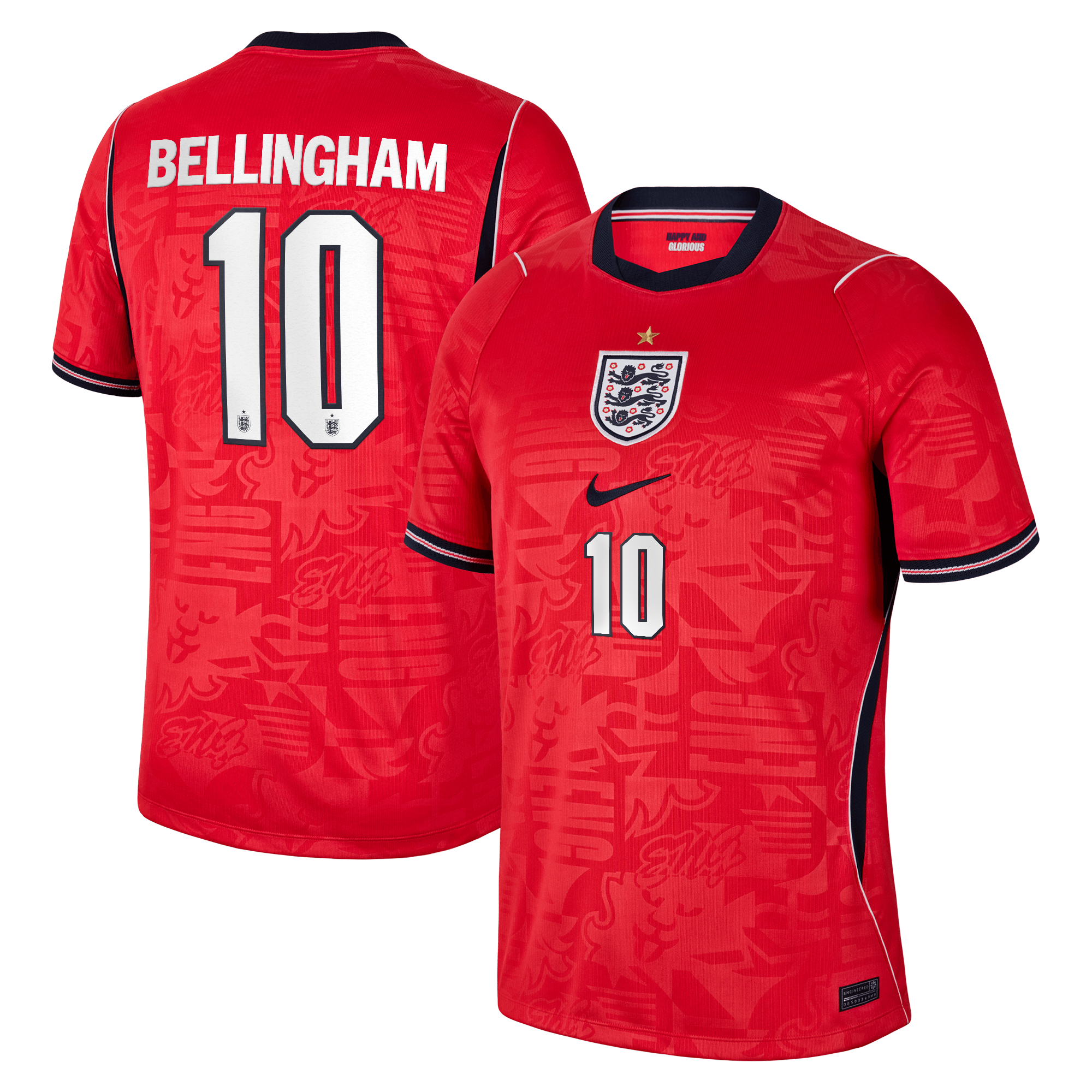 Espoor™ Jude Bellingham England National Team Nike 2026 Away Stadium Replica Jersey - Red