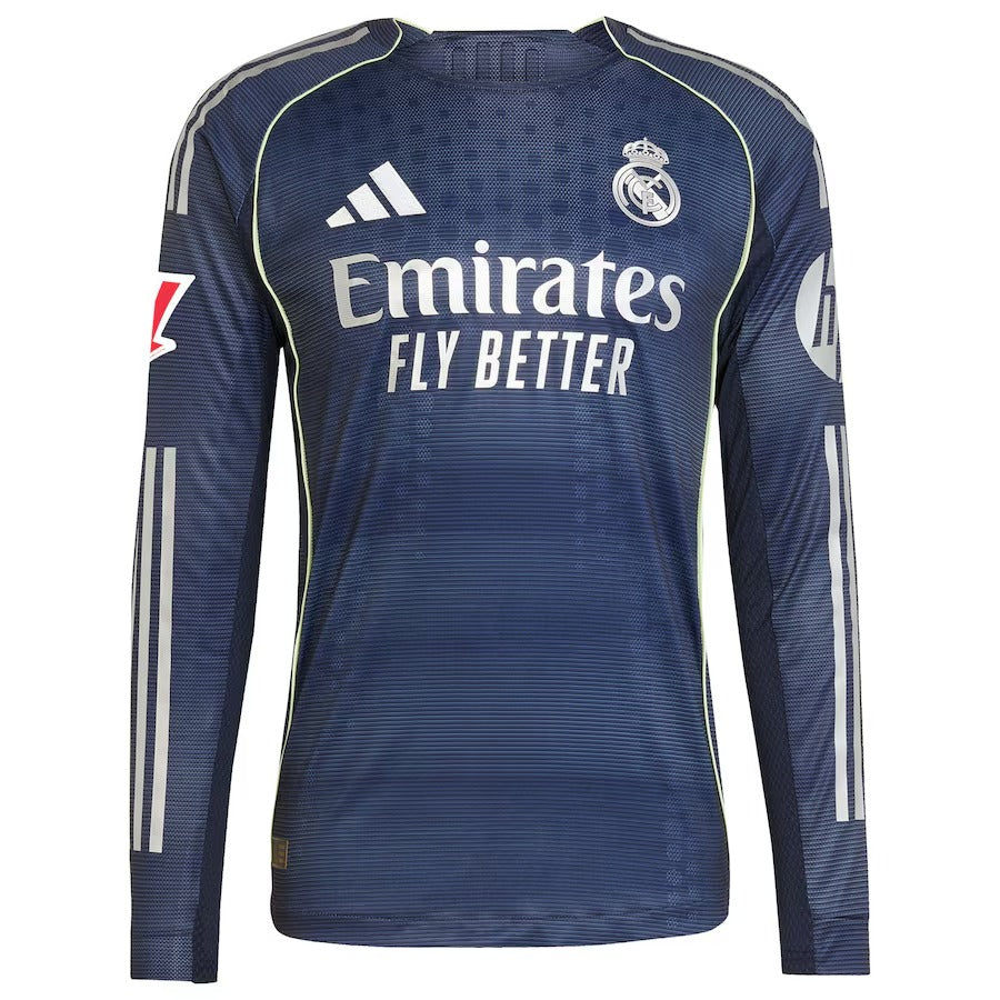 Kylian Mbappé Real Madrid adidas 2025/26 Away Long Sleeve Player Jersey - Blue - Jersey Teams World