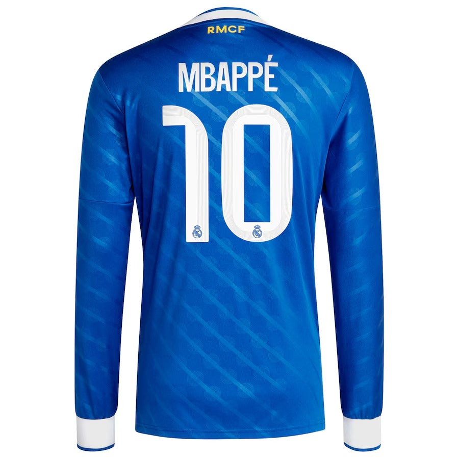 Espoor™ Kylian Mbappé Real Madrid adidas 2025/26 Third Long Sleeve Player Jersey - Blue