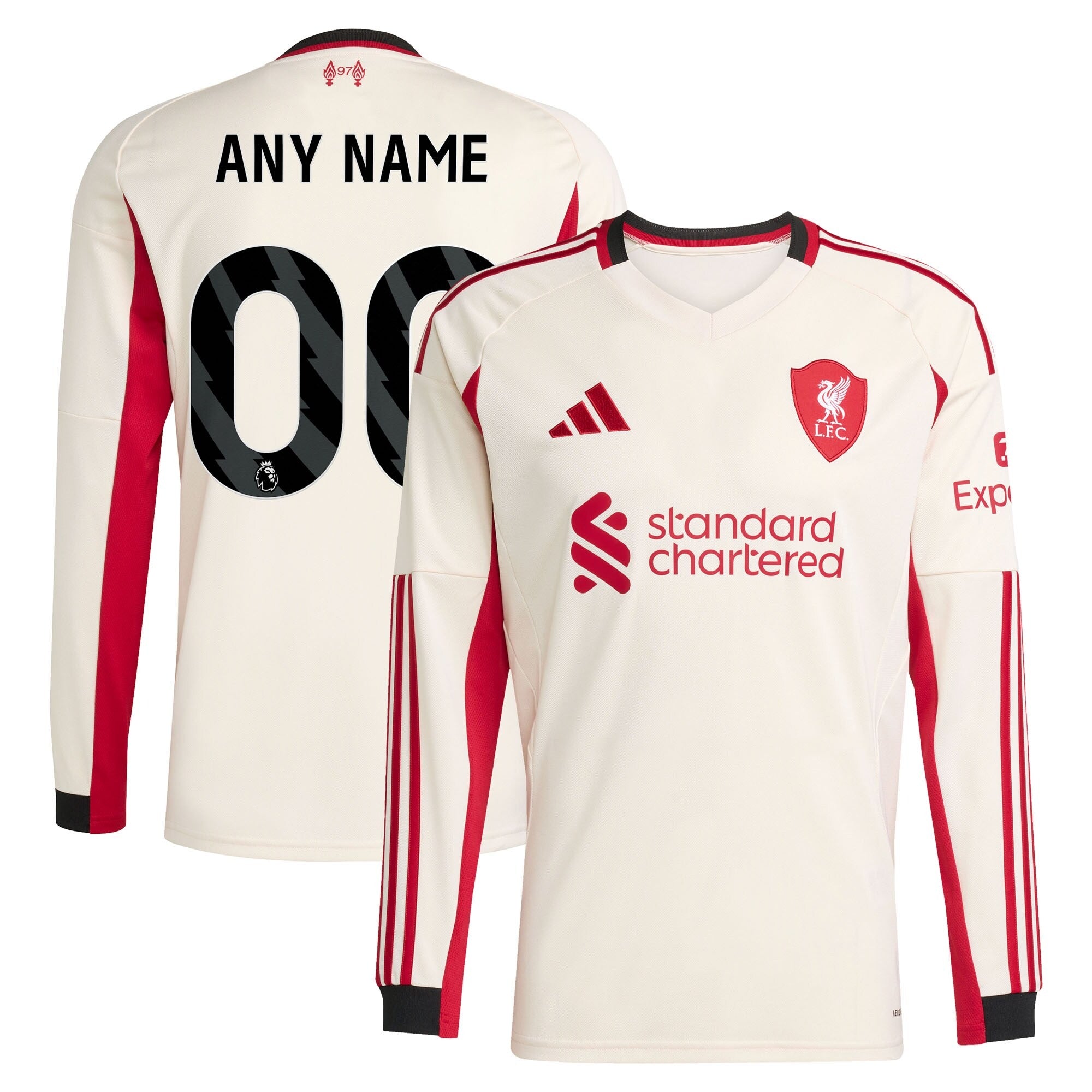 Espoor™ Liverpool adidas 2025/26 Away Long Sleeve Custom Jersey - White