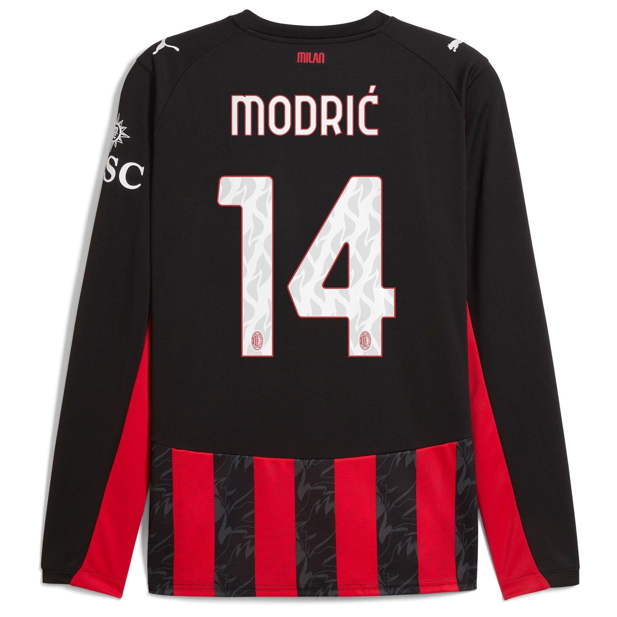 Espoor™ Luka Modric AC Milan Puma 2025/26 Home Long Sleeve Jersey - Red