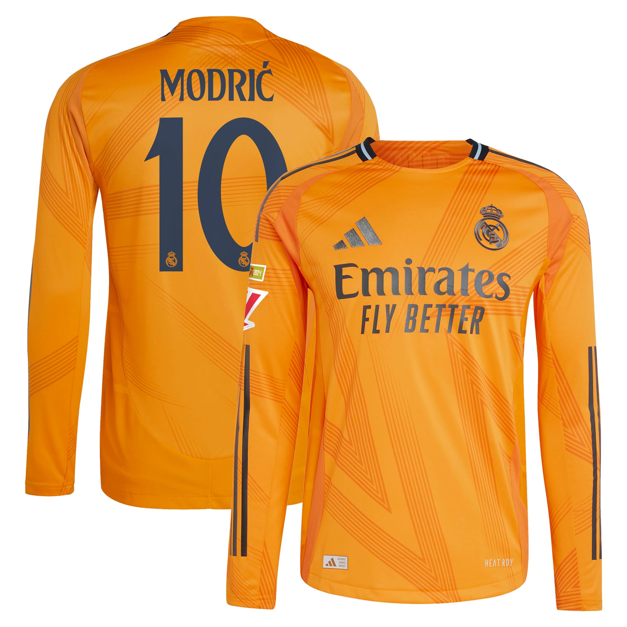 Espoor™ Luka Modric Real Madrid adidas 2024/25 Away Long Sleeve Player Jersey - Orange