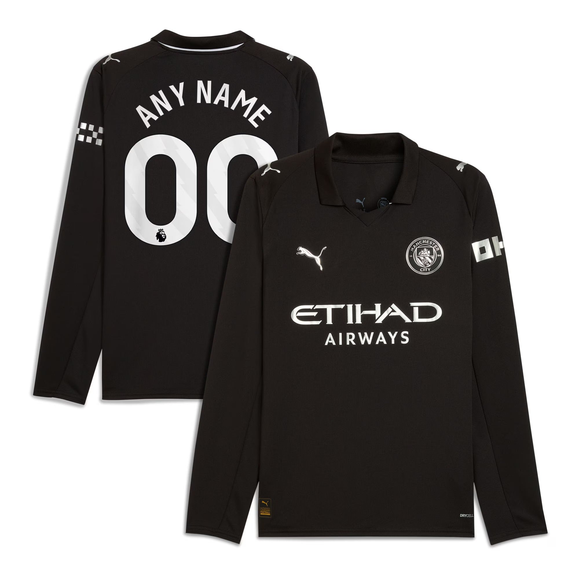 Espoor™ Manchester City Puma 2025/26 Away Long Sleeve Custom Jersey - Black