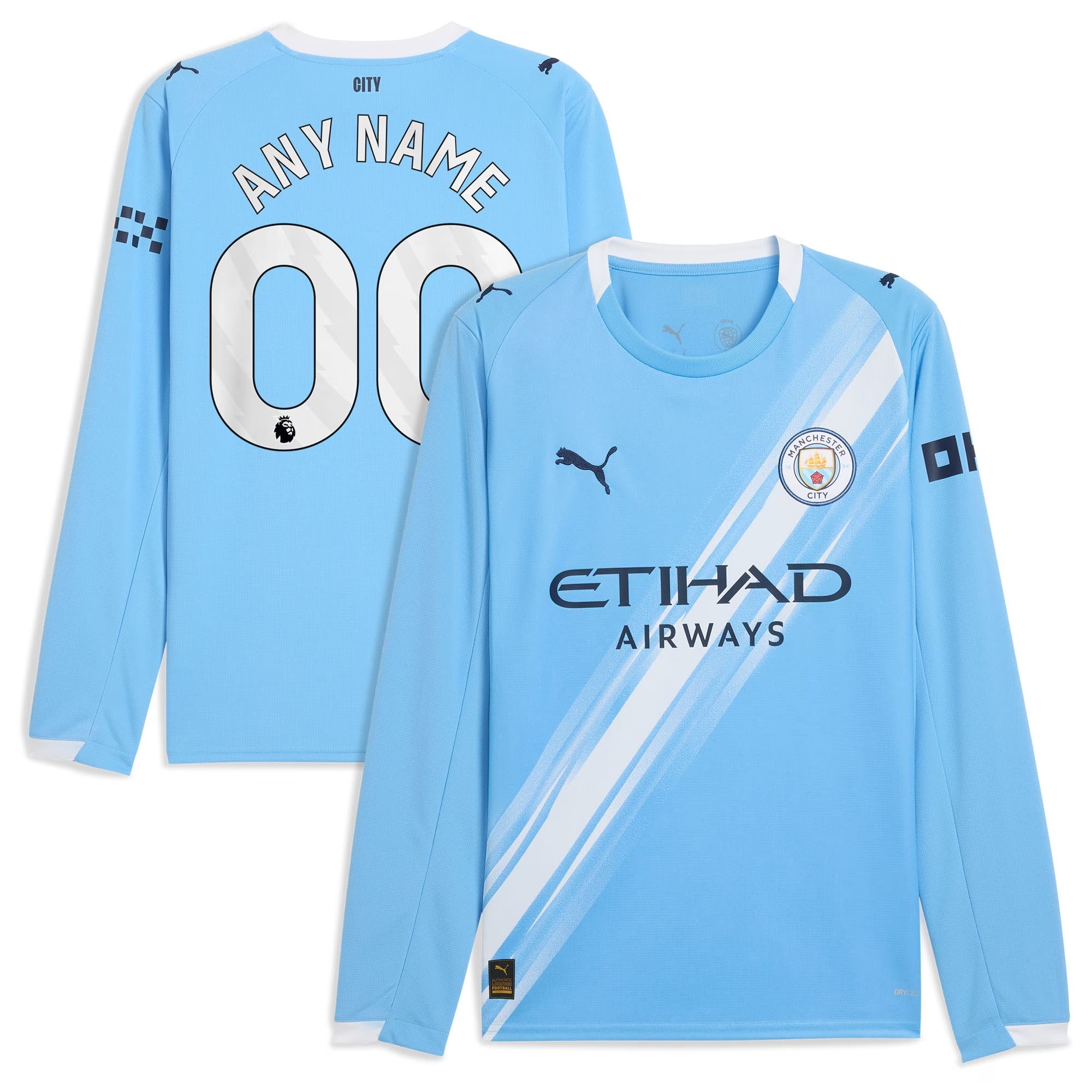 Espoor™ Manchester City Puma 2025/26 Home Long Sleeve Custom Jersey - Sky Blue