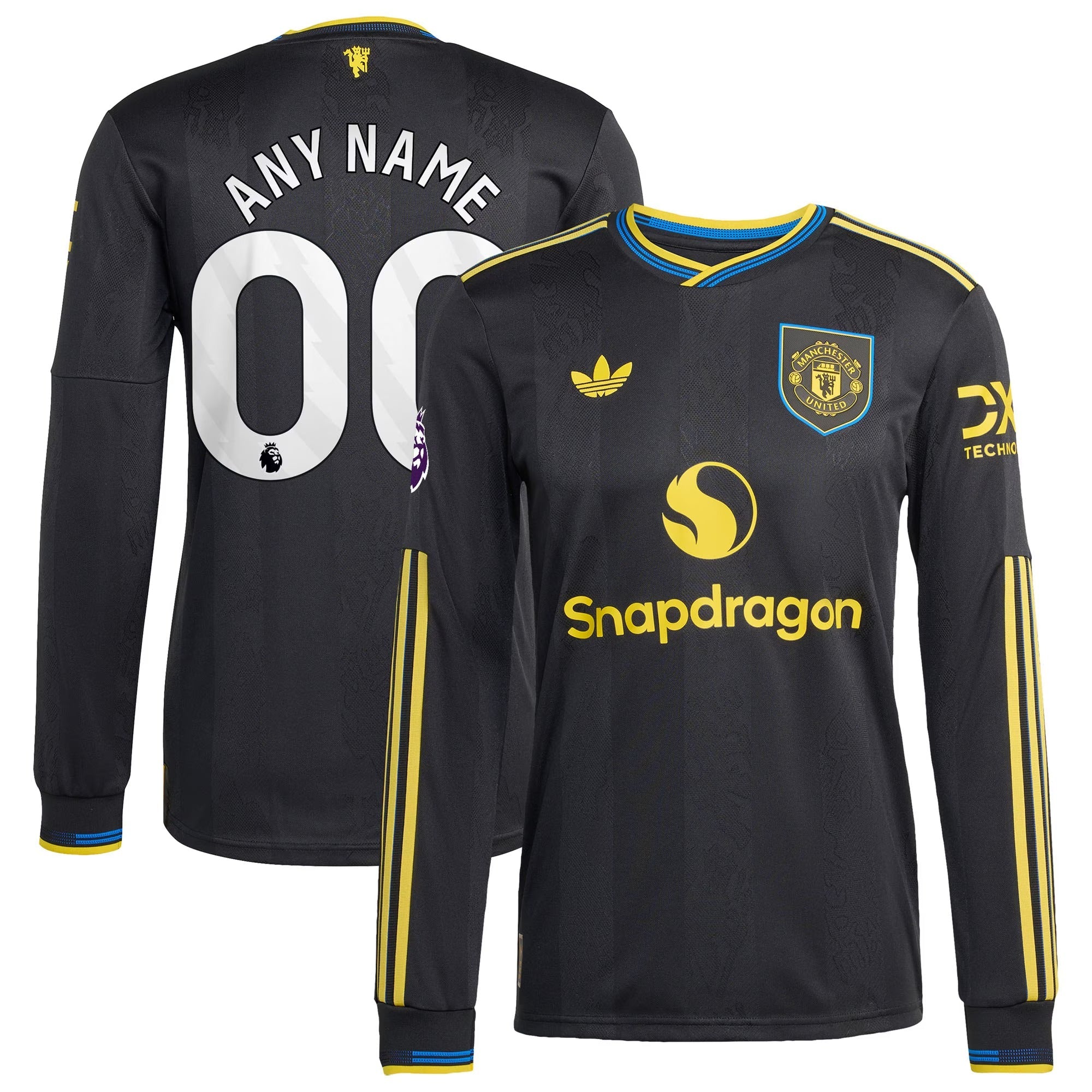 Espoor™ Manchester United adidas 2025/26 Third Long Sleeve Custom Jersey - Black