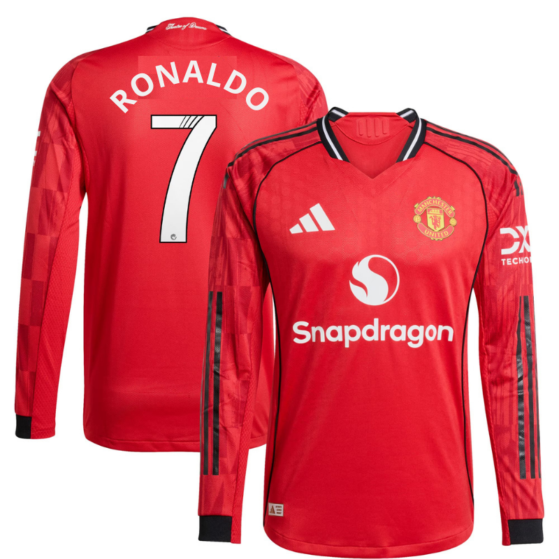 Espoor™ Manchester United adidas WSL Home Shirt 2025-26 - Long sleeve with Cristiano Ronaldo 7 printing Jersey