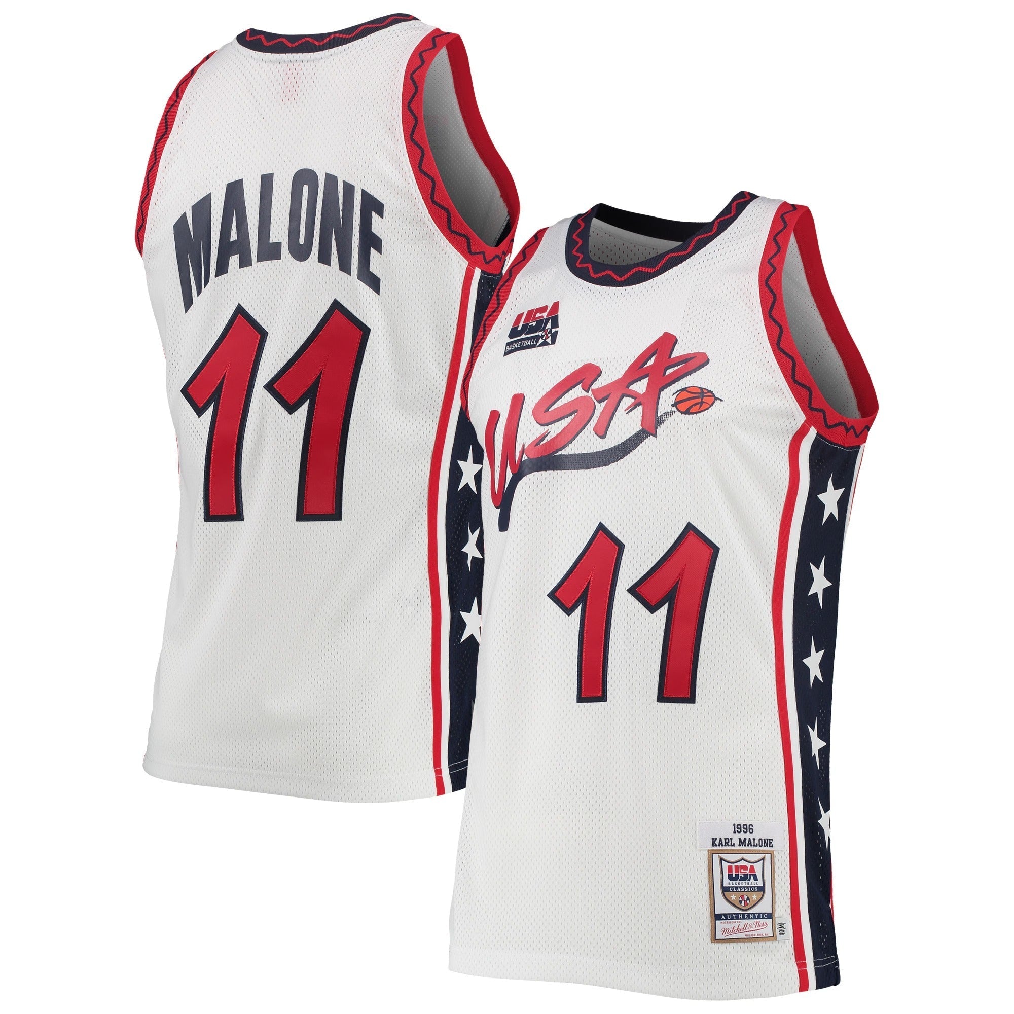Mitchell & Ness Karl Malone USA Basketball 1996 Hardwood Classics Authentic Jersey – White - Jersey Teams World