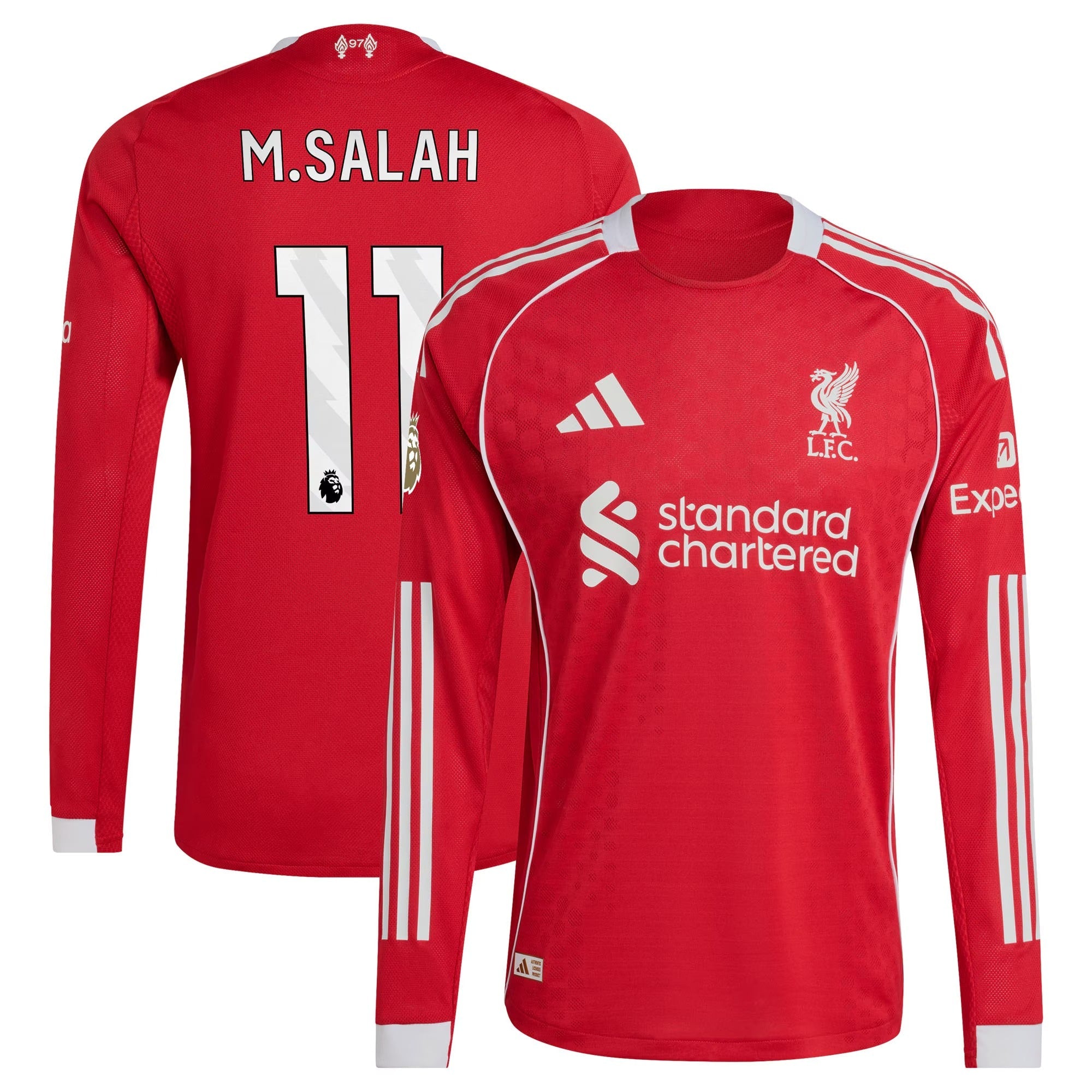 Espoor™ Mohamed Salah Liverpool 2025/26 Home Long Sleeve Jersey - Red