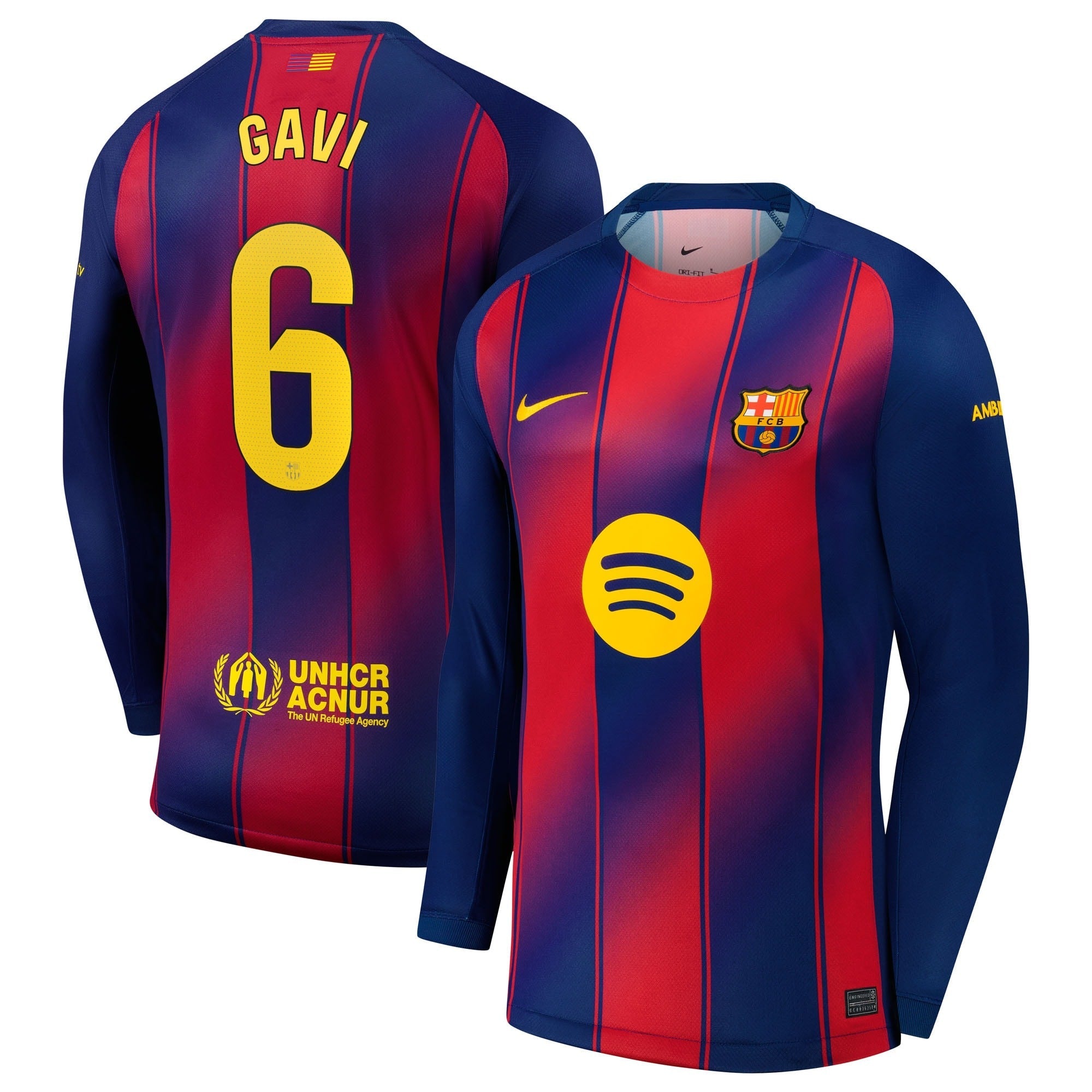 Espoor™ Nike Gavi Barcelona 2025/26 Home Long Sleeve Jersey - Navy