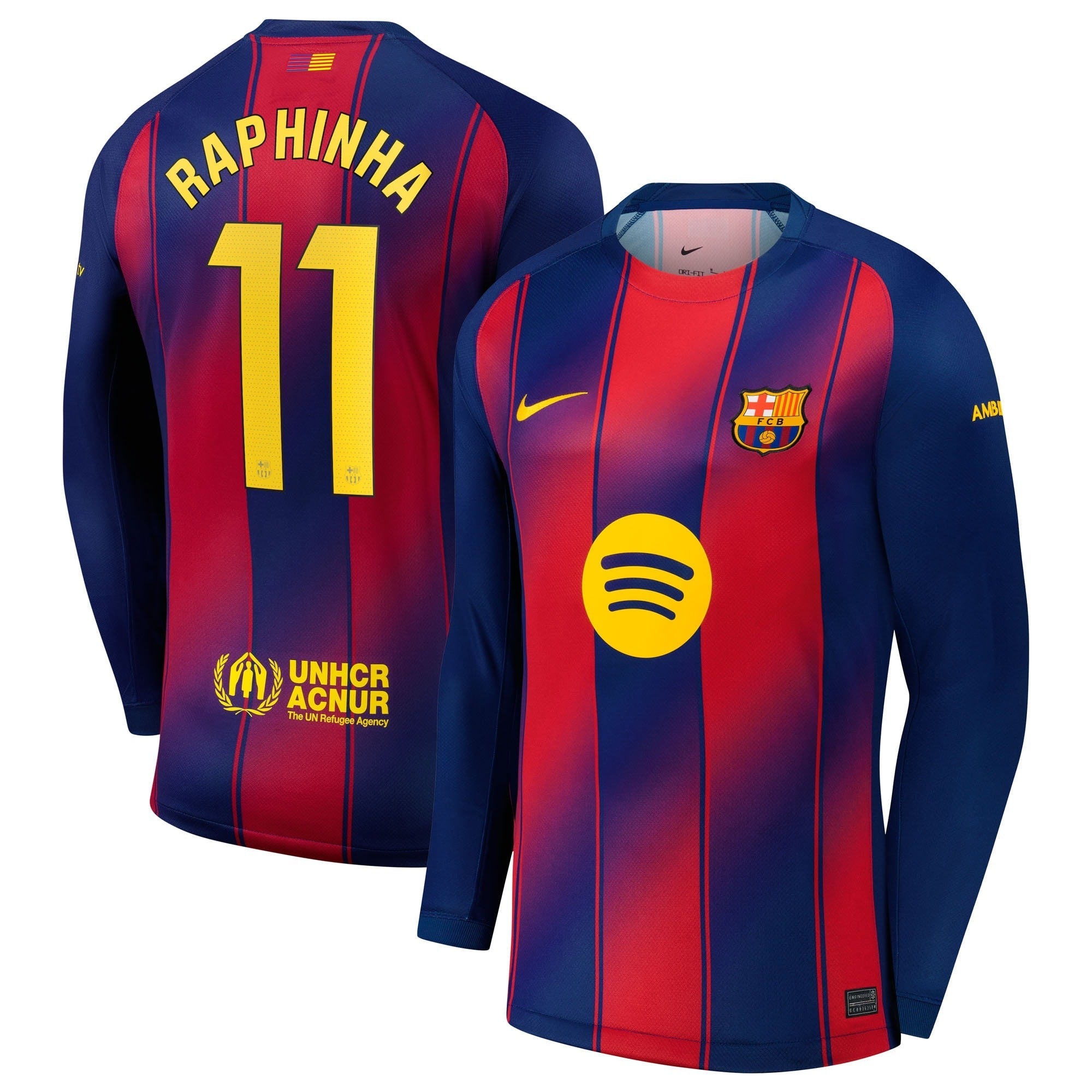 Espoor™ Nike Raphinha Barcelona 2025/26 Home Long Sleeve Jersey - Navy