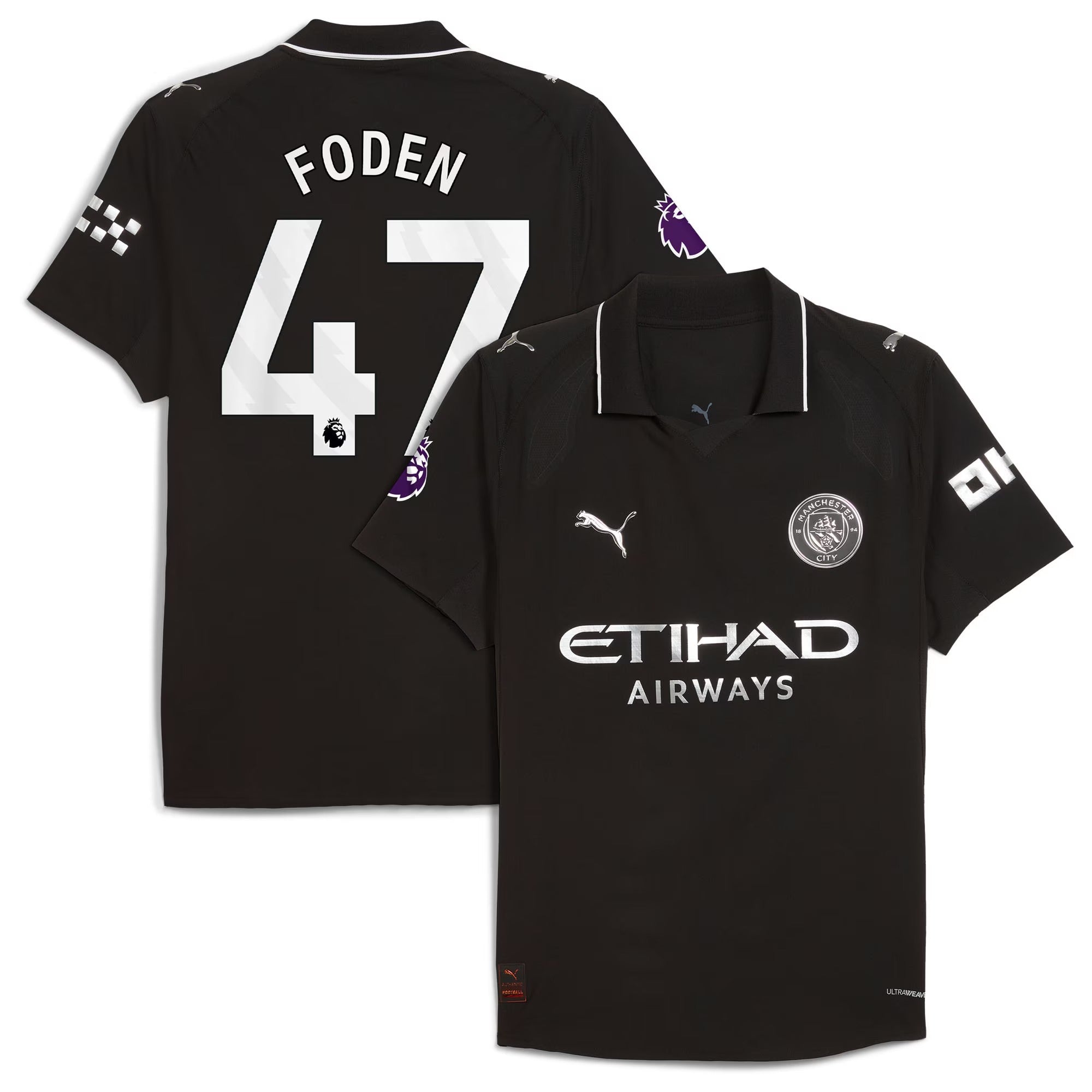 Espoor™ Phil Foden Manchester City Puma 2025/26 Away Player Jersey - Black