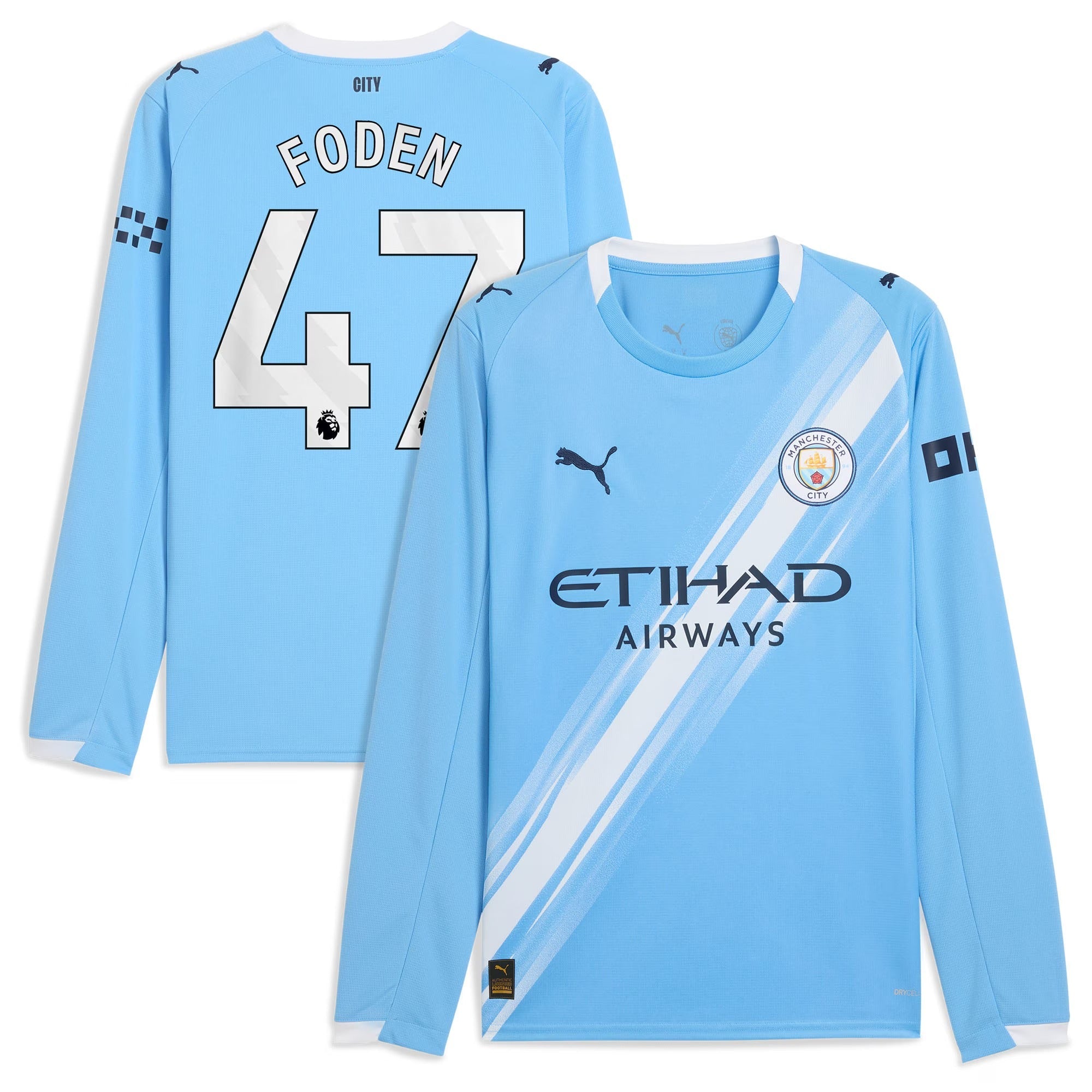 Espoor™ Phil Foden Manchester City Puma 2025/26 Home Long Sleeve Player Jersey - Sky Blue