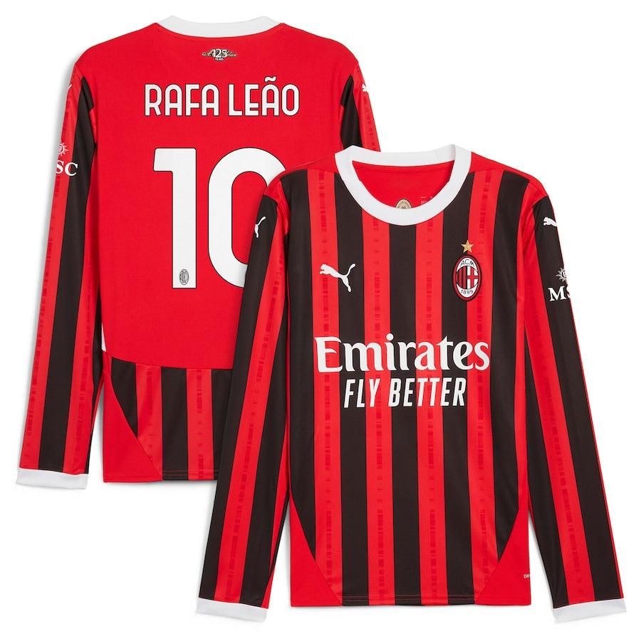 Rafael Leão AC Milan Puma 2024/25 Home Long Sleeve Player Jersey - Red - Jersey Teams World
