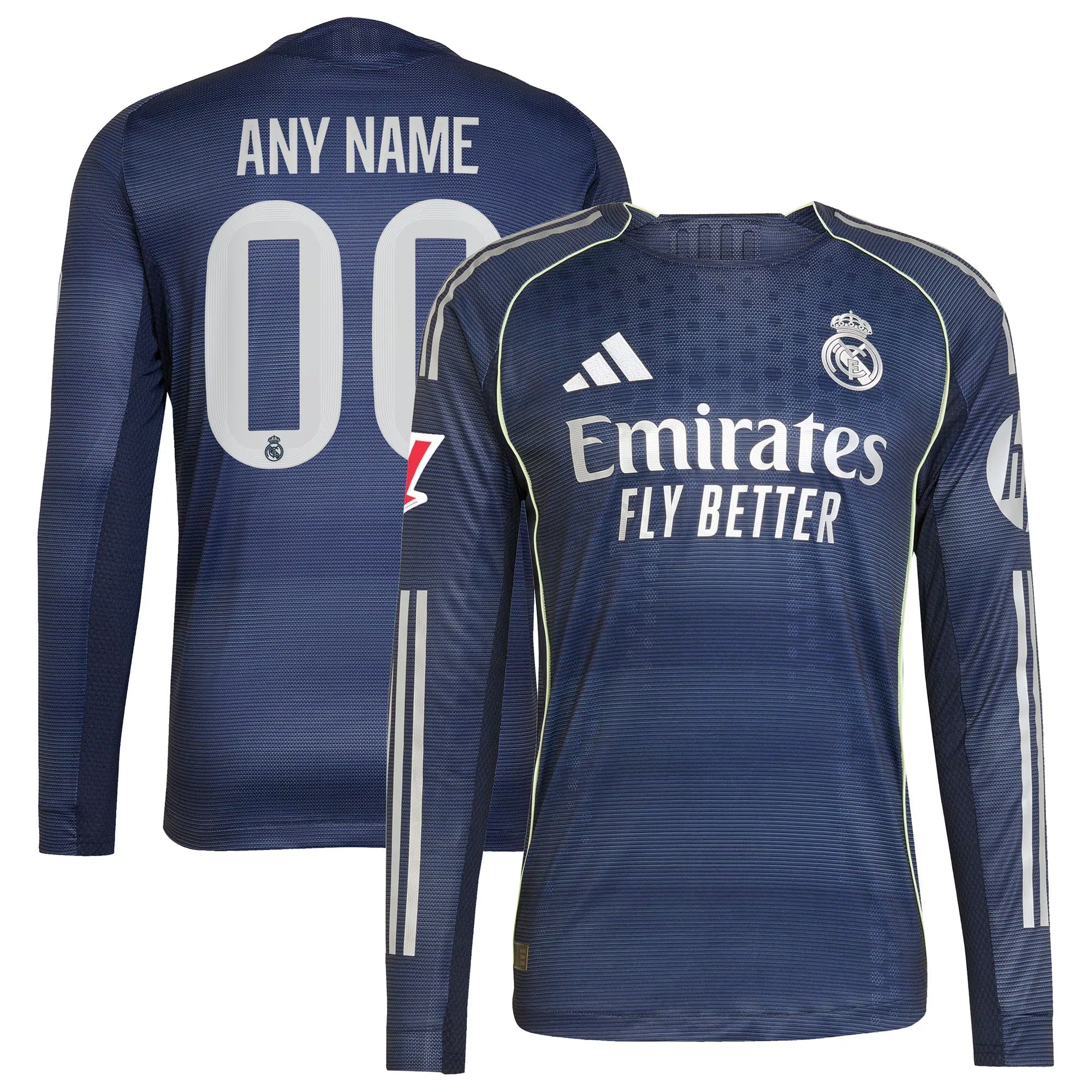 Espoor™ Real Madrid adidas 2025/26 Away Long Sleeve Custom Jersey - Blue