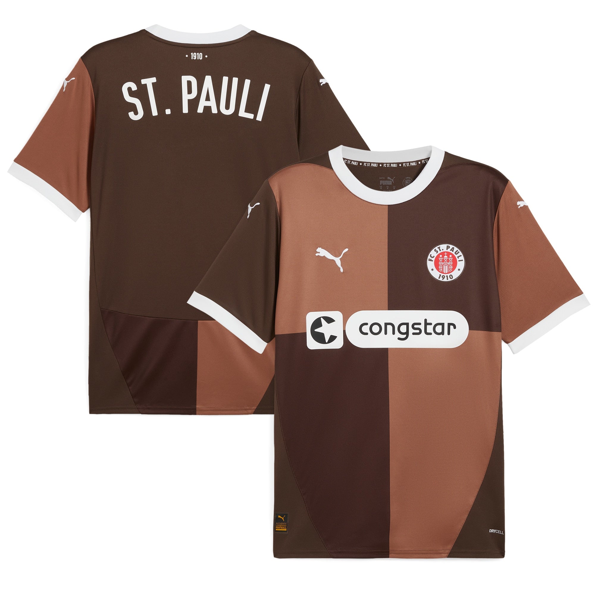 St. Pauli Puma 2024/25 Home Custom Jersey - Brown - Jersey Teams World