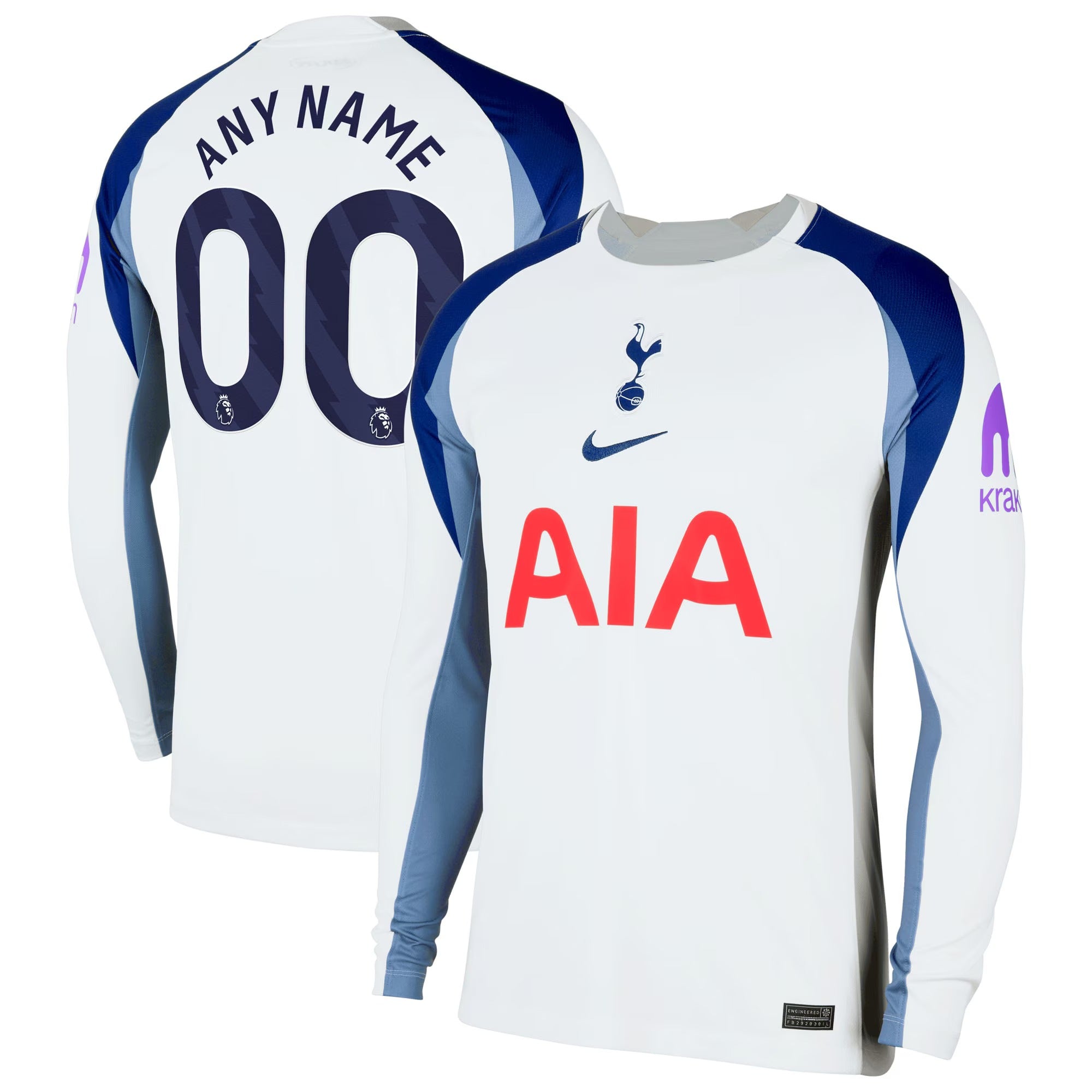 Espoor™ Tottenham Hotspur Nike 2025/26 Home Long Sleeve Custom Jersey - White