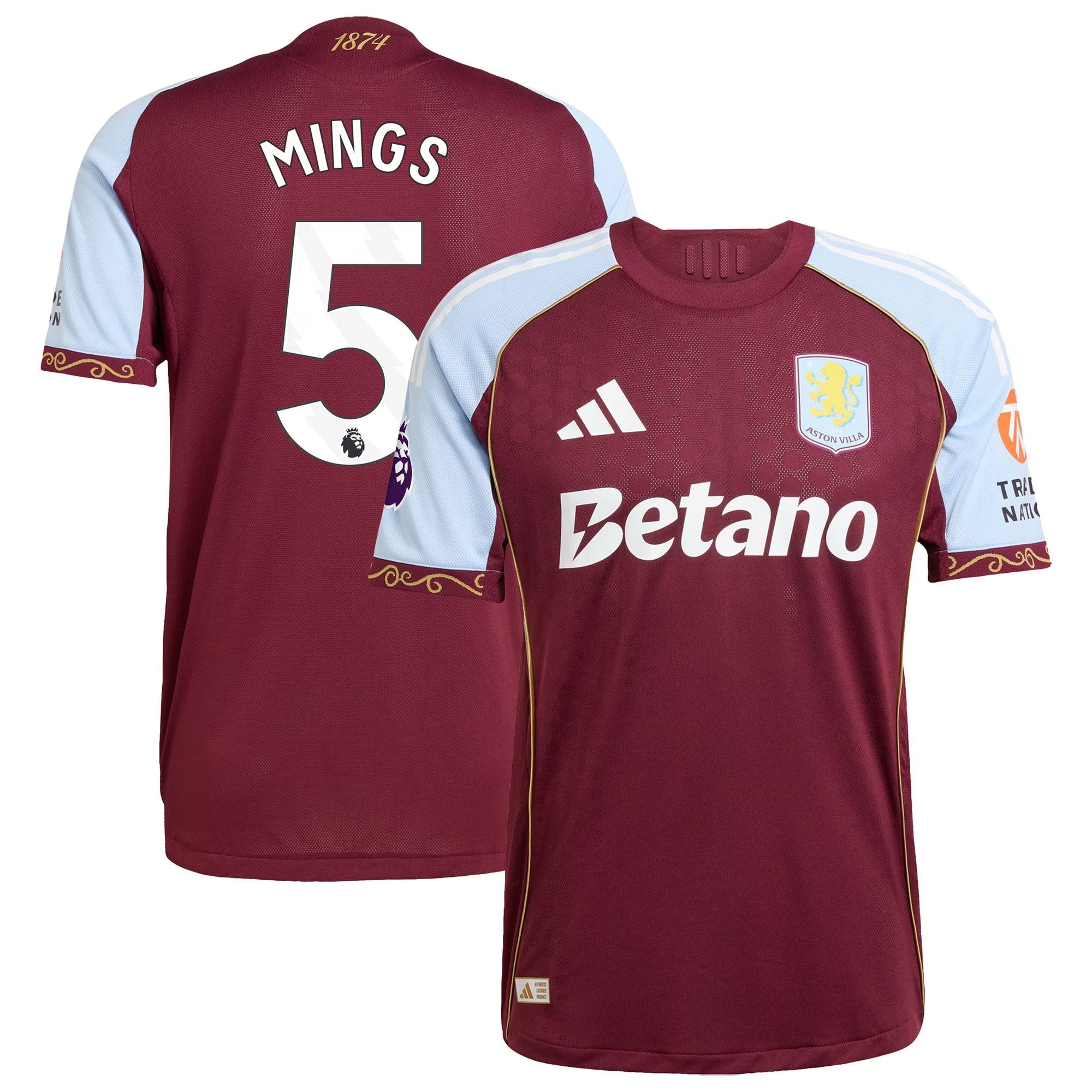 Espoor™ Tyrone Mings Aston Villa adidas 2025/26 Home Jersey - Claret