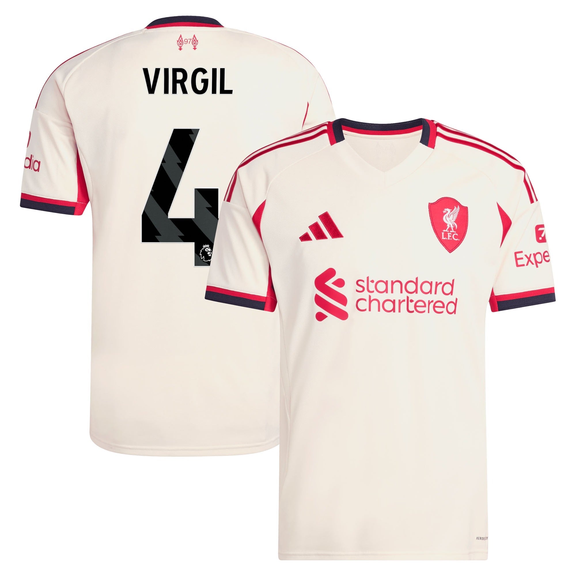 Espoor™ Virgil van Dijk Liverpool adidas 2025/26 Away Player Jersey - White
