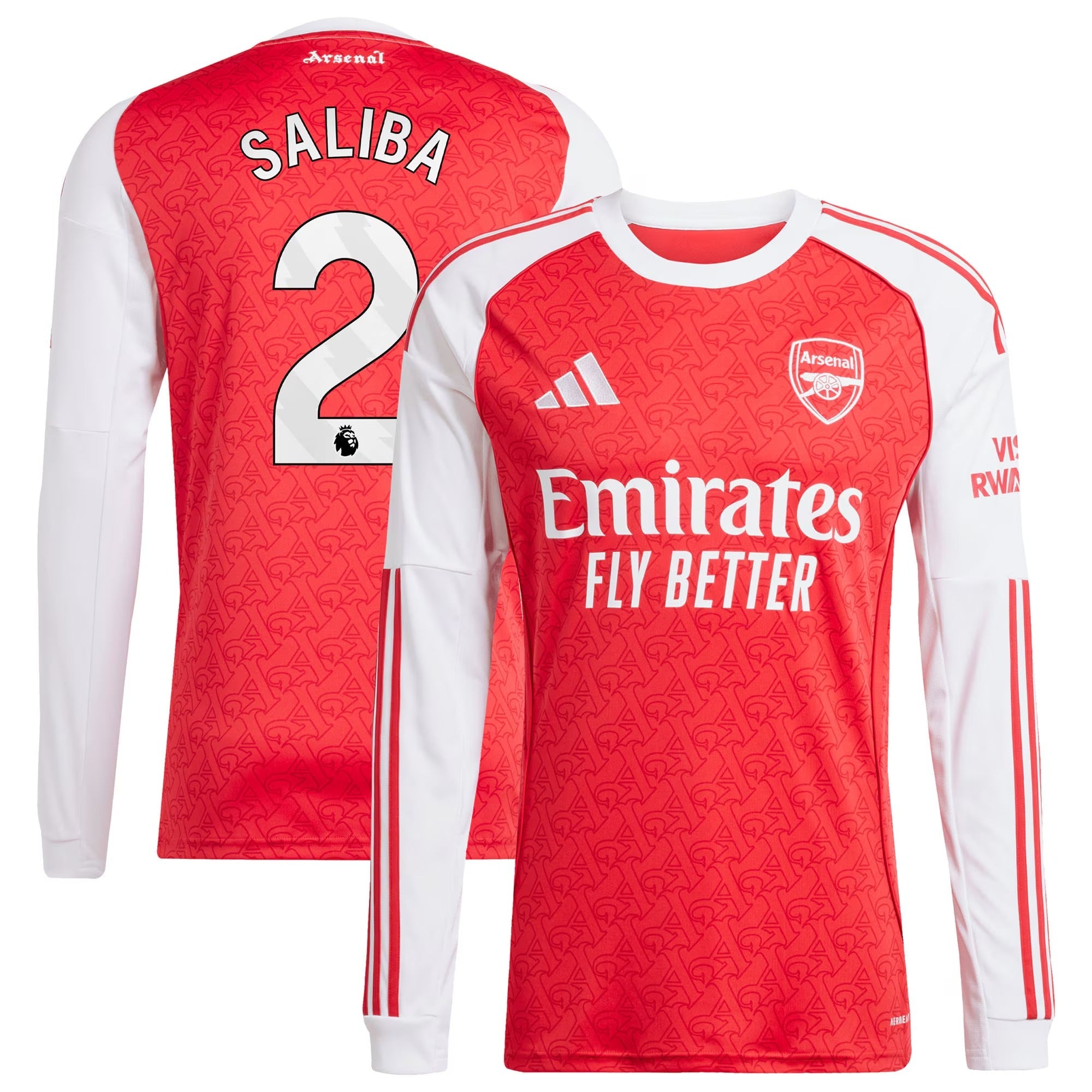 Espoor™ William Saliba Arsenal adidas 2025/26 Home Long Sleeve Player Jersey - Red
