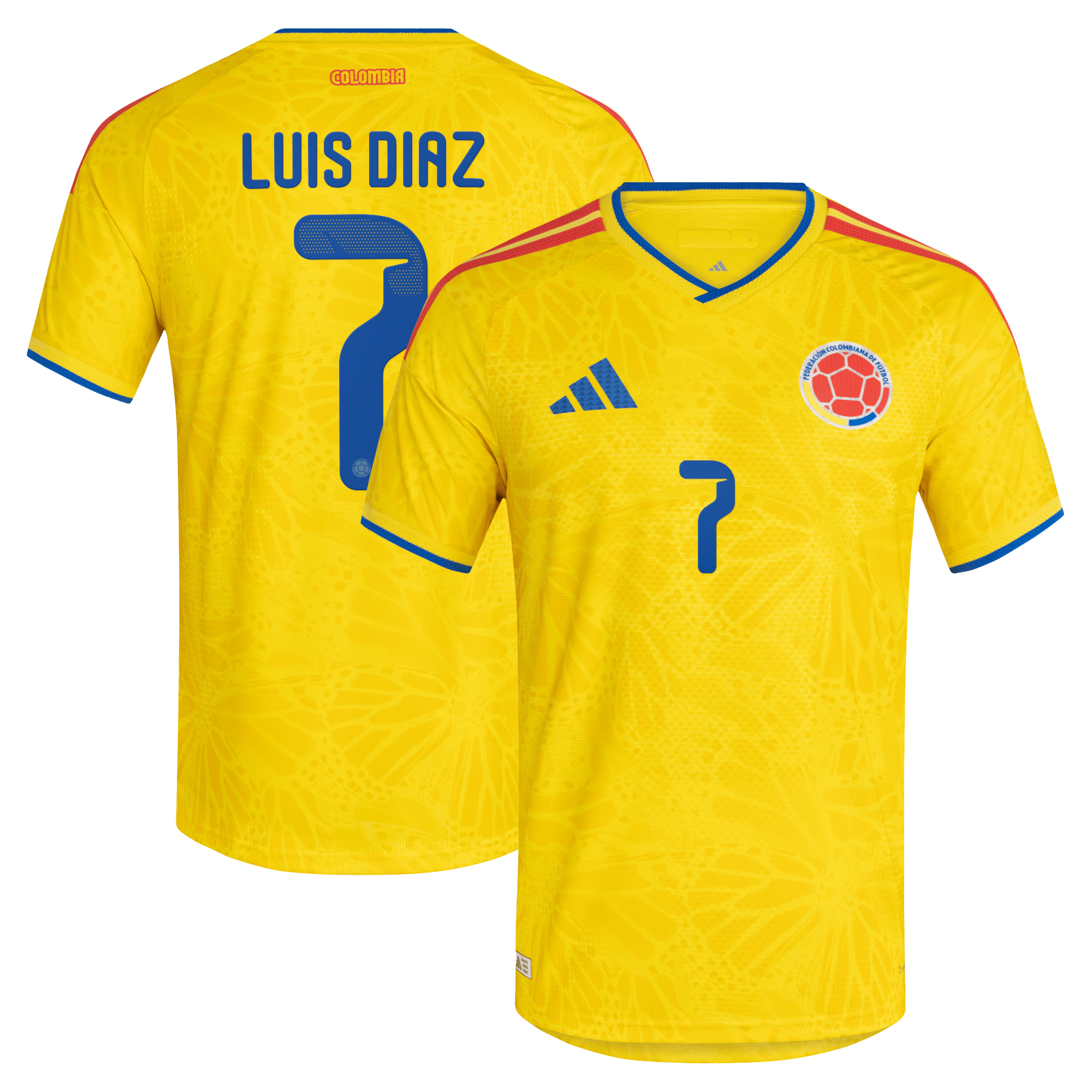 Espoor™ adidas Colombia National Team 2026 Home Player Edition Jersey – Luis Diaz #7 – Yellow