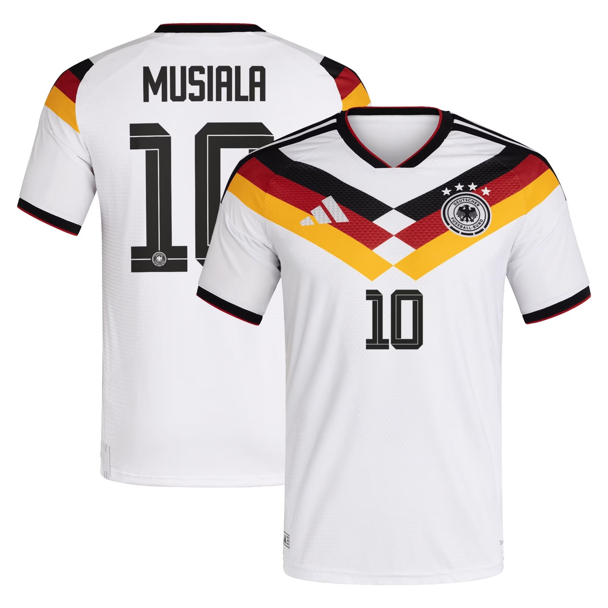 Espoor™ adidas Germany National Team 2026 Home Player Edition Jersey – Jamal Musiala #10 – White/Black/Gold