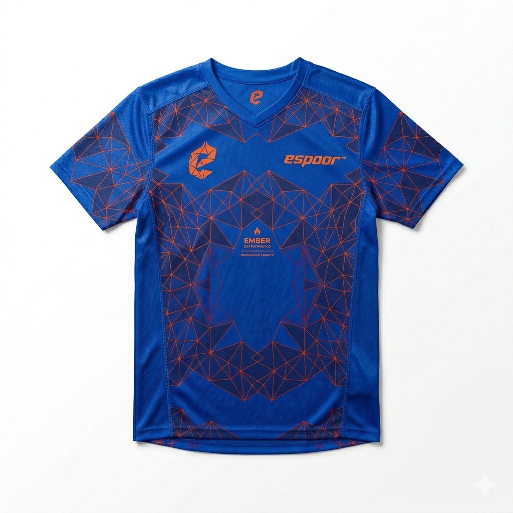 espoor™ Men's Cobalt & Ember Kinetic Soccer Jersey - V-Neck Performance Kit