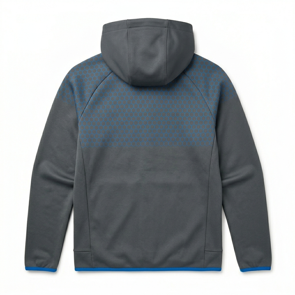 espoor™ Men's Kinetic-Hex Training Hoodie - Stealth Grey & Electric Blue Performance Layer