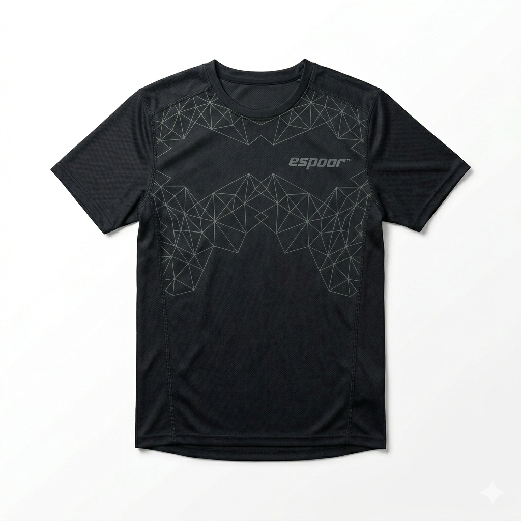 espoor™ Men's Monochrome Vector Soccer Jersey - Stealth Black & Carbon Performance Kit