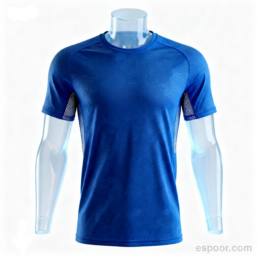 espoor™ Men's Aero-Hex Running Shirt - Royal Blue with Breathable Ventilation Mesh