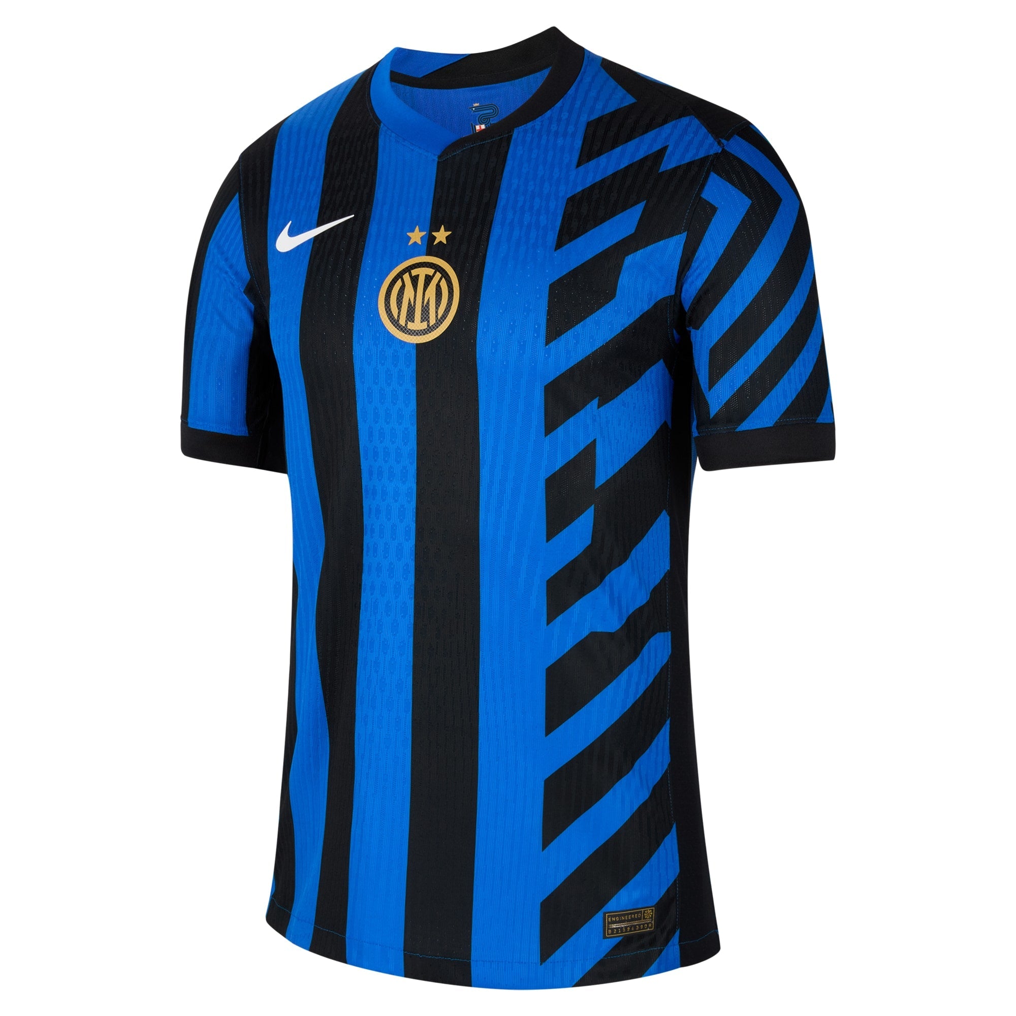 Nike Lautaro Martinez Inter Milan jersey featuring blue and black stripes with club logo and Nike swoosh